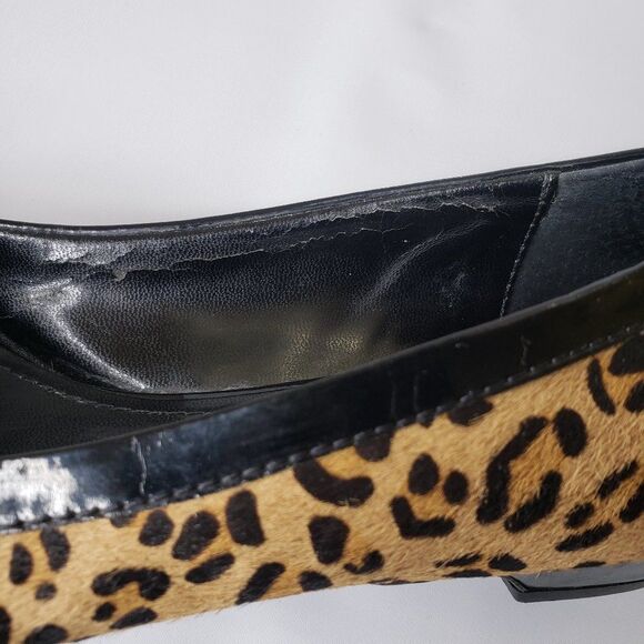 Franco Sarto Black Leopard Print Fur Cajun Flats 7 - Picture 14 of 16